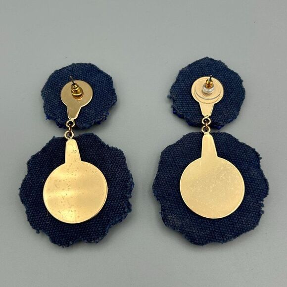 Blue Beaded Dangle Floral Flower Piereced Ears Earrings - Picture 4 of 7